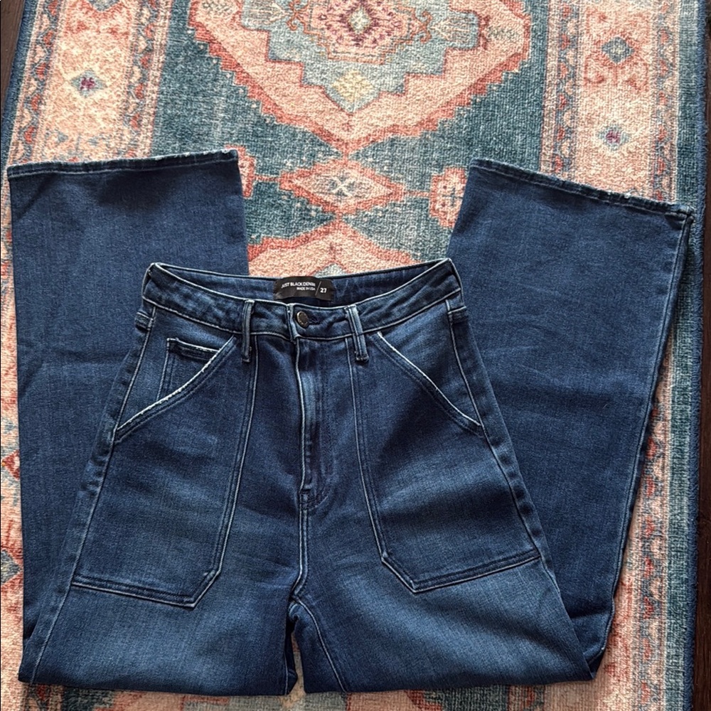 Just Black Blue Flare Wide Leg Jeans